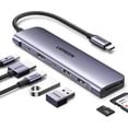 thumbnail image 1 of UGREEN 6 in 1 USB C Hub, Docking Station, 3* USB 3.0 Ports, 4K HDMI, SD/TF Card Reader, Plug and Play for USB-C Laptops, Tablets, Phones, 1 of 11