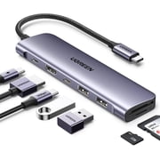 UGREEN 6 in 1 USB C Hub, Docking Station, 3* USB 3.0 Ports, 4K HDMI, SD/TF Card Reader, Plug and Play for USB-C Laptops, Tablets, Phones
