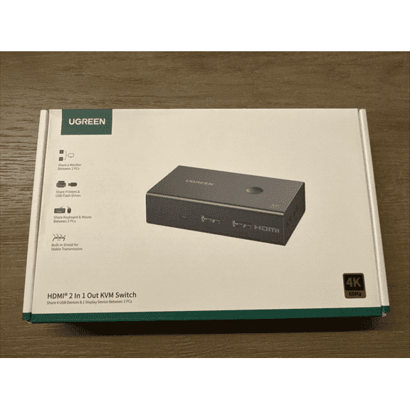 UGREEN 8K@60Hz HDMI KVM Switch 2 In 1 Out Display & 4 USB Between 2 PCs