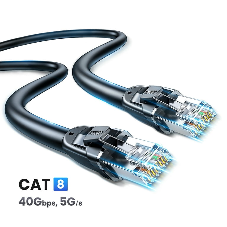 Cat 8 Ethernet Cable, 6FT High Speed Heavy Duty 26AWG Cat8 LAN Network  Cable 40Gbps, 2000Mhz with Gold Plated RJ45 Connector, Outdoor&Indoor  Internet