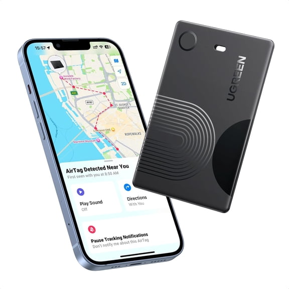 UGREEN FineTrack Slim Wallet Tracker Card (iOS Only), Bluetooth Air Tracker Tags Compatible with Find My, Smart Tags for Wallet,Luggage, 7 Years Staying Power [ MFi Certified]