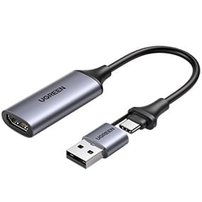 UGREEN HDMI Video Capture Card, 4K HDMI to USB-C/A Capture Device, 1080P 30Hz USB 2.0 Capture Card for Streaming, Recording, Gaming, Live Video, Compatible with PC, Camera, Laptop