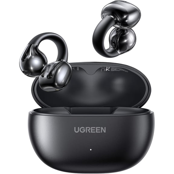 UGREEN HiTune S3 Open Ear Earbuds Bluetooth 5.4 Clip On Wireless Headphones ENC Mic for Clear Calls 30H Playtime IPX5 Waterproof Earphones for Running Workout, Cyclists, Compatible with iPhone, Black