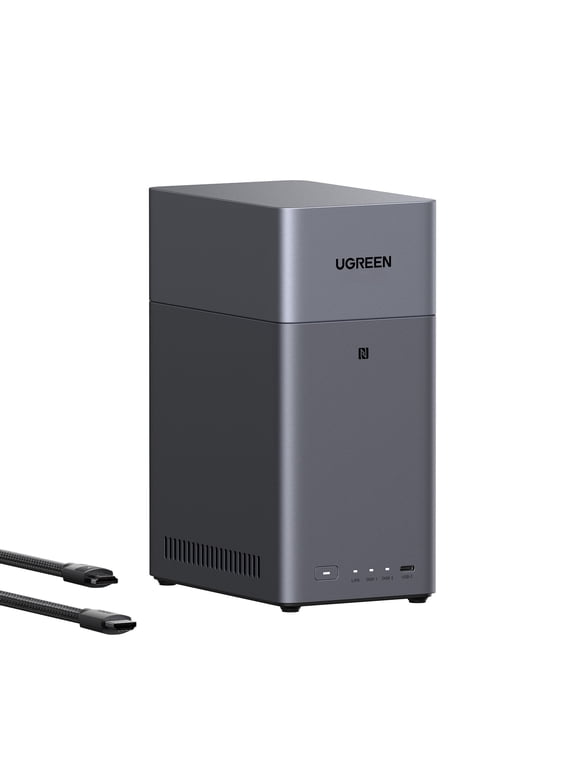 NASync DH2300 2-Bay Network Attached Storage with HDMI Cable, 64TB Ready Personal Cloud NAS, Remote Access, Diskless