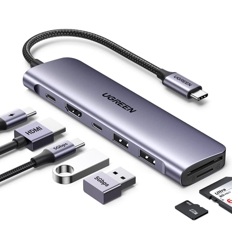 UGREEN Revodok 7 in 1 USB C Hub For Laptop, USB C Dock with 4K HDMI, 100W PD Charging