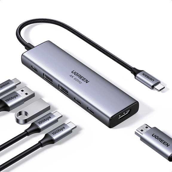 UGREEN Revodok Pro USB-C Hub 6 in 1 10Gbps 4K 60Hz HDMI, 100W Power Delivery Compatible for MacBook Pro/Air, Compatible for iPad Pro