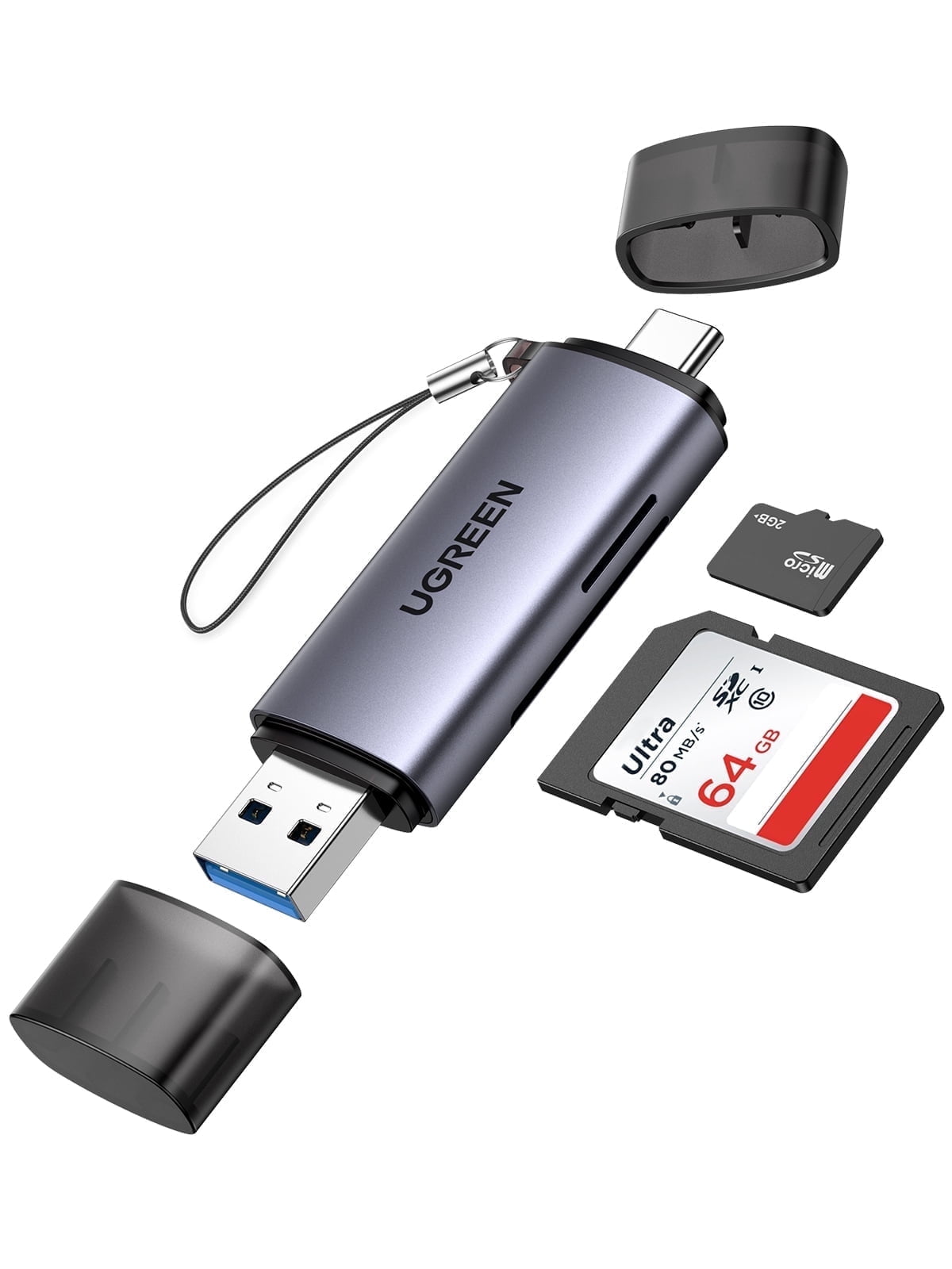 UGREEN 2 in 1 Micro SD Card Reader, USB C & USB A 3.0, Compatible with iPhone 15/15 Pro/Pro Max, PC, MacBook, iPad Pro