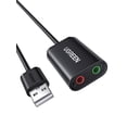 thumbnail image 1 of UGREEN USB to 3.5mm Audio Adapter Sound Card, External DAC 16bit 48kHz USB to Aux Adapter with Dual Headphone and Mic Jack for PC Laptop Windows,PS5, compatible with Mac - Black, 1 of 8