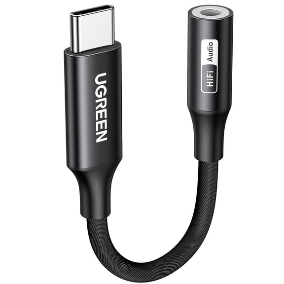 UGREEN USB C to 3.5mm Audio Adapter, Hi-Res DAC 32bit 384kHz Aux to USB C Dongle, Nylon Braided Headphone Jack Cord compatible with iPhone 17, compatible with Samsung S25, compatible with Pixel 9