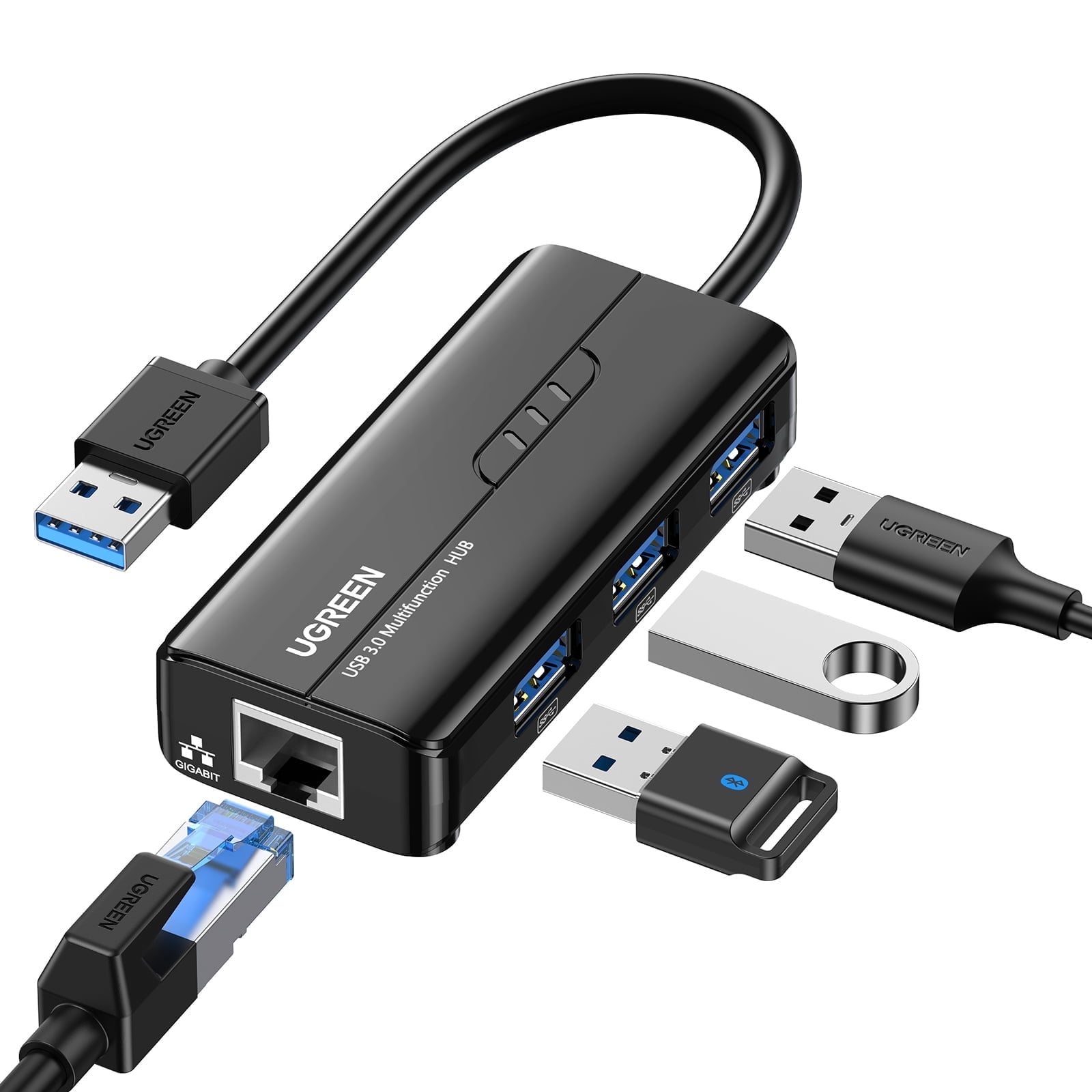 UGREEN 20265 Gigabit Ethernet Adapter with 3 USB 3.0 Port, 1 Pack