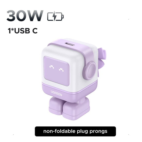 UGREEN Uno 30W USB C Charger, Fast GaN Charger Compatible for iPhone, Compatible for Galaxy, Compatible for Pixel, Compatible for iPad, Purple