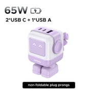 UGREEN Uno 65W USB C Charger, Robot GaN Fast Charger, Purple