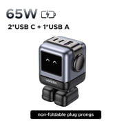 UGREEN Uno 65W USB C Charger, 3-Port Robot GaN Fast Charger, Black