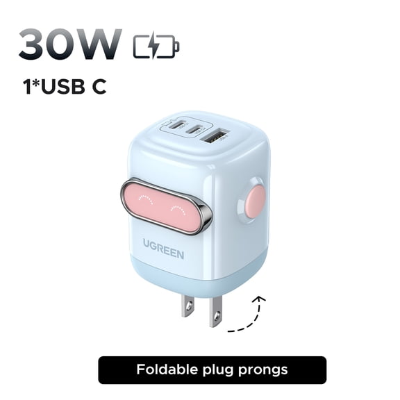 UGREEN Uno2 30W USB C Robot Charger, Blue Pink