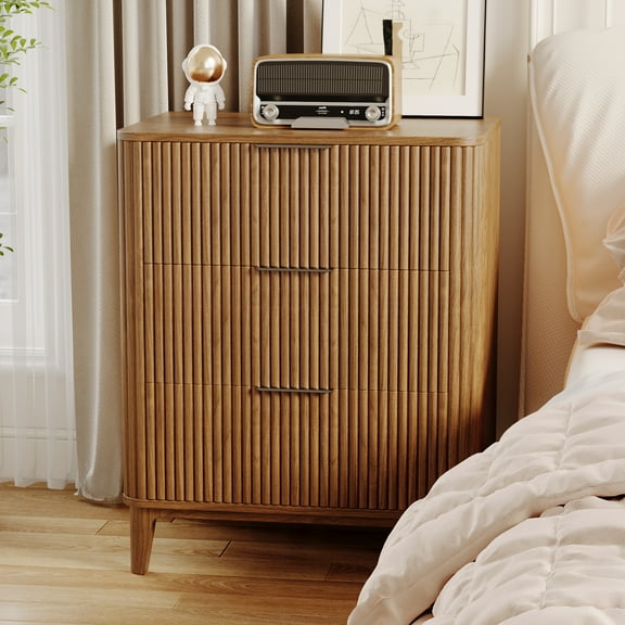 UGTOO 23.6"L Dressers Nightstand with 3 Drawers - Modern Side Table for Bedroom, Living Room | Slim Storage Cabinet with Smooth-Glide Drawers, Space-Saving Design