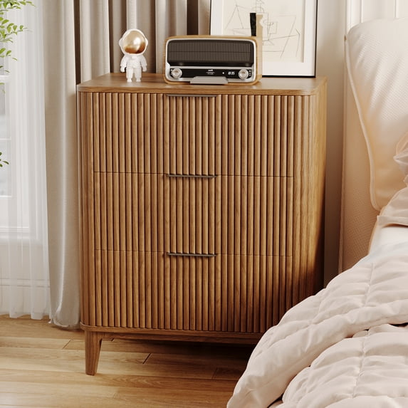 UGTOO 23.6"L Dressers Nightstand with 3 Drawers - Modern Side Table for Bedroom, Living Room | Slim Storage Cabinet with Smooth-Glide Drawers, Space-Saving Design