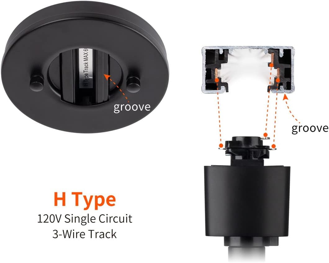 UGUCYUI-1 Pack Black Flush Mount Monopoint Receptacle for H Type Track ...