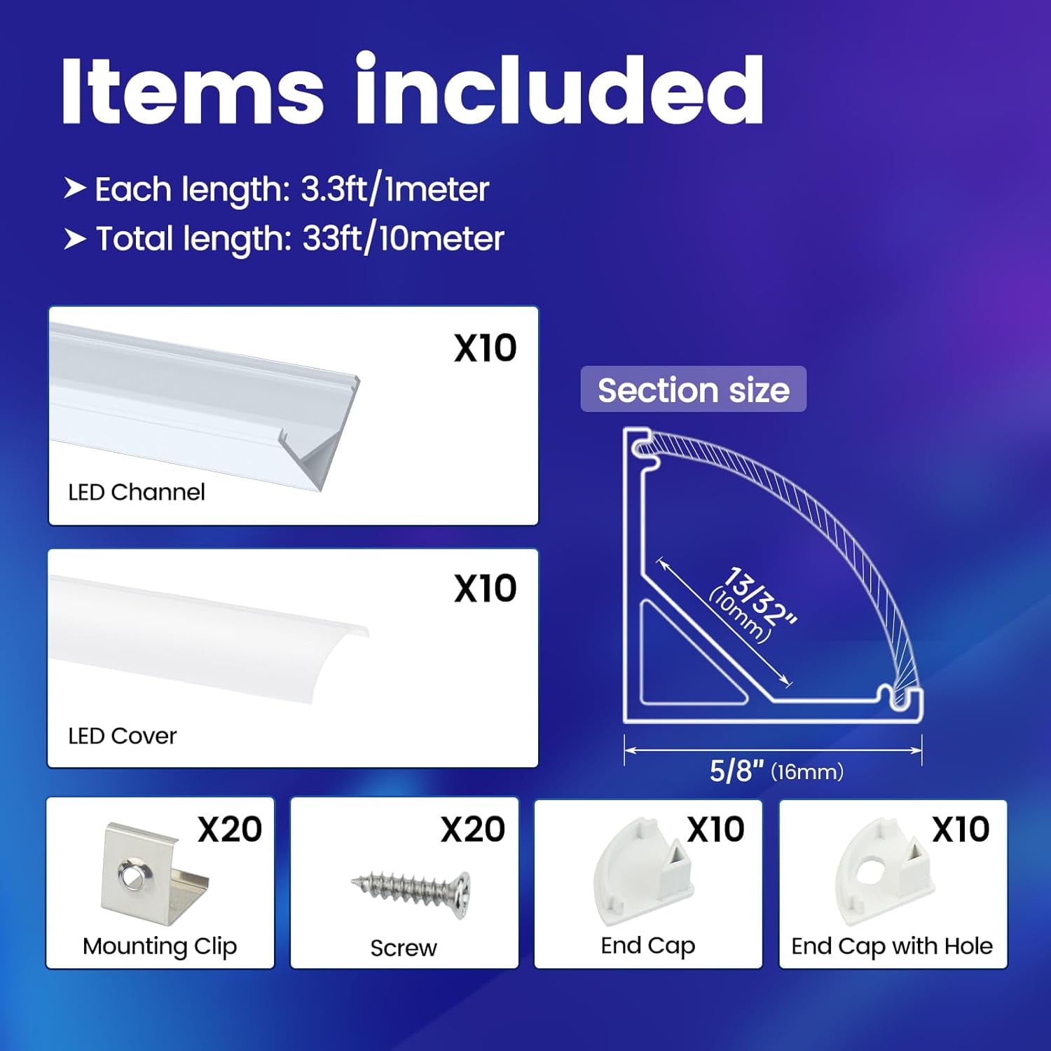 UGUCYUI-10Pack 3.3FT/1M V Shape LED Channel Silver Aluminum LED Strip ...