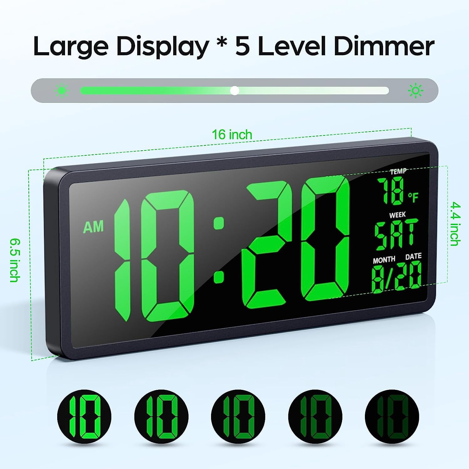 UGUCYUI-16\u201d Large Digital Wall Clock with Remote Control and 7 ...
