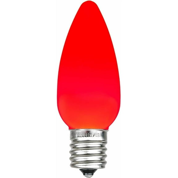 UGUCYUI-25 Pack C7 Ceramic Style LED Christmas Lights, Opaque Red Replacement Bulbs with E12 Base, Shatterproof Plastic, 3 Ultra-Bright SMDs Per Bulb, Energy Efficient 0.5W