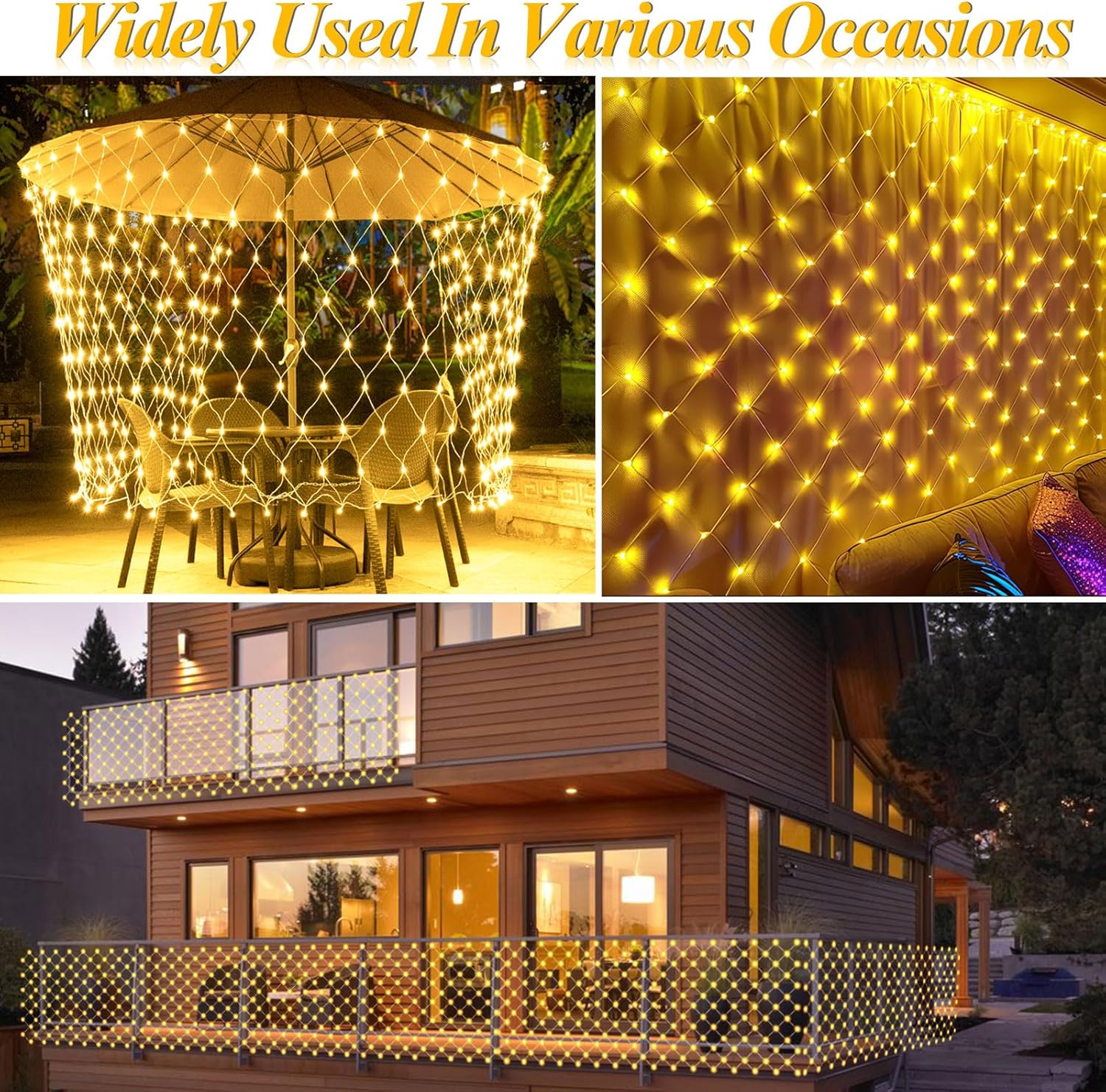 UGUCYUI-300 LED Net Lights, 14.8ft x 5ft 8 Modes Christmas Outdoor Mesh ...