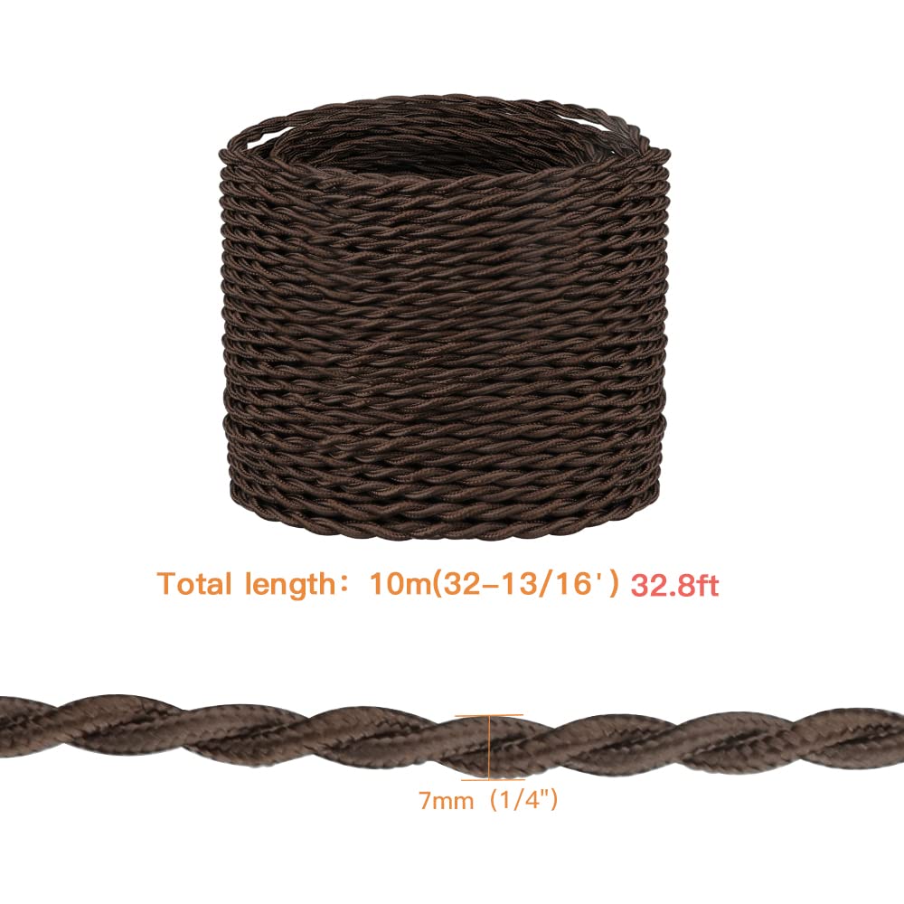 UGUCYUI-32.8ft Twisted Cloth Covered Wire, Brown 18/2 Cloth Covered ...