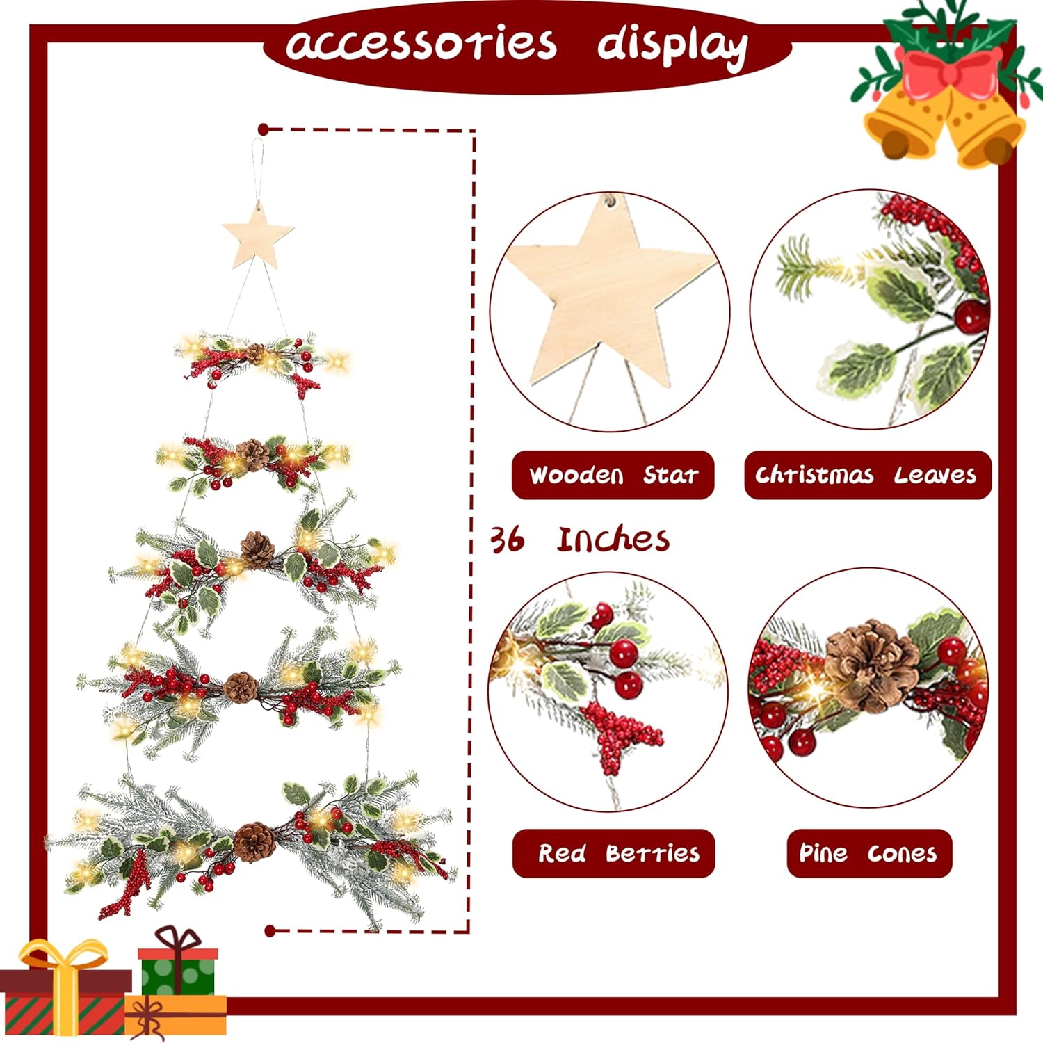 UGUCYUI-36 in Wall Mounted Christmas Tree with Lights, Wall Hanging ...