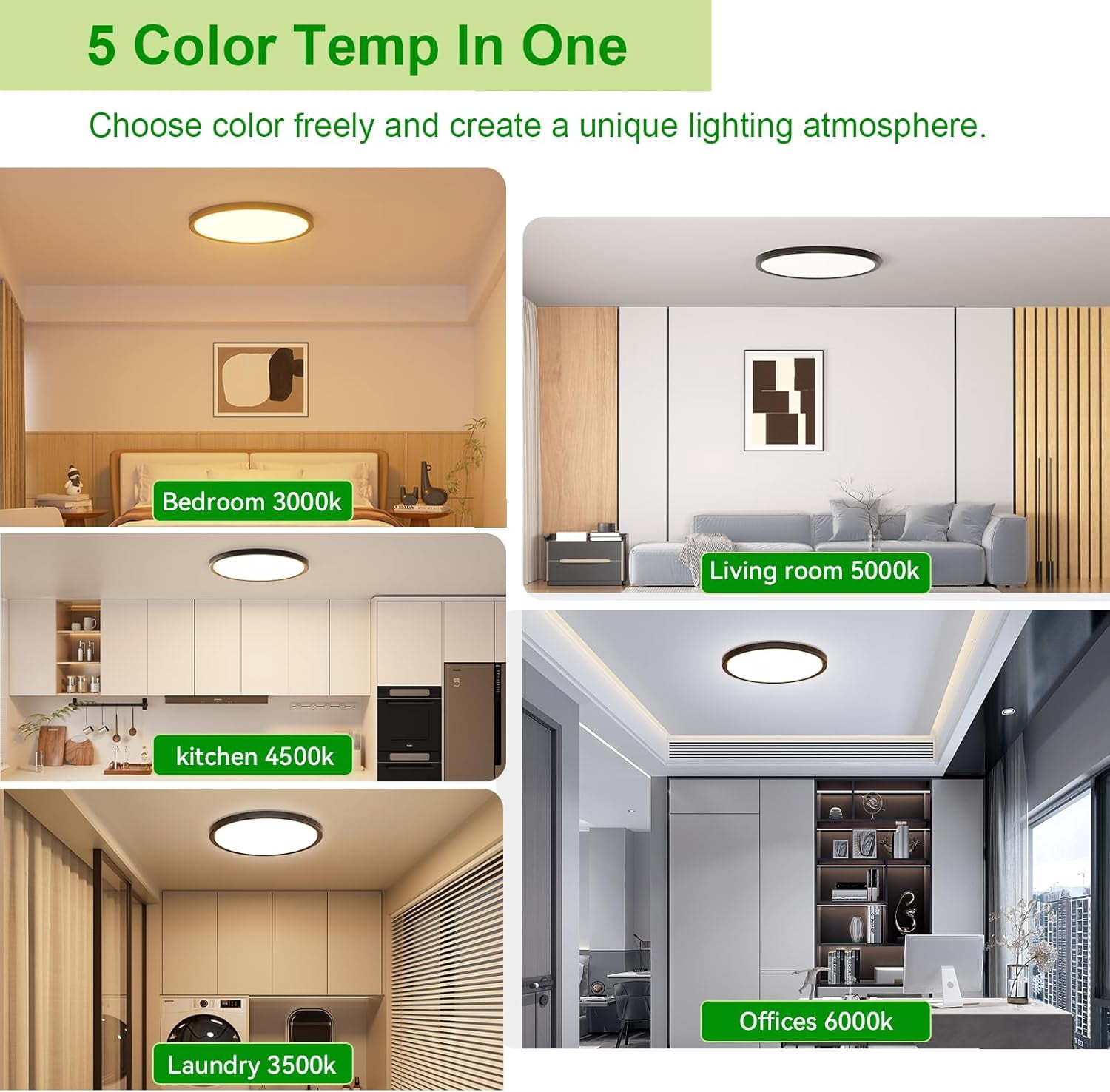 UGUCYUI-4 Pack 3200lm LED Flush Mount Ceiling Light 28W 12 Inch 5CCT ...