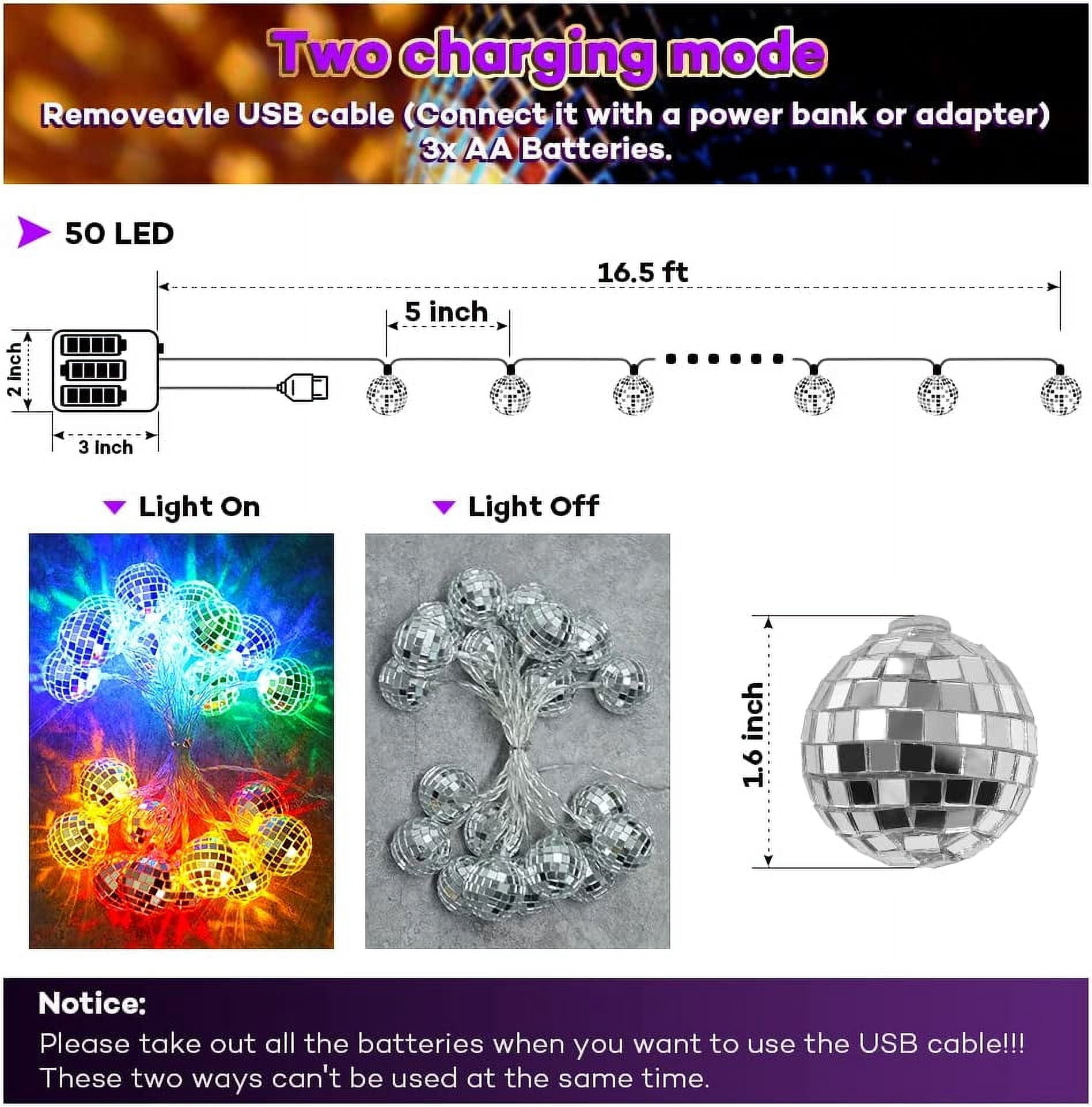 UGUCYUI-50 LED Disco Ball Mirror LED Party Light String Christmas ...