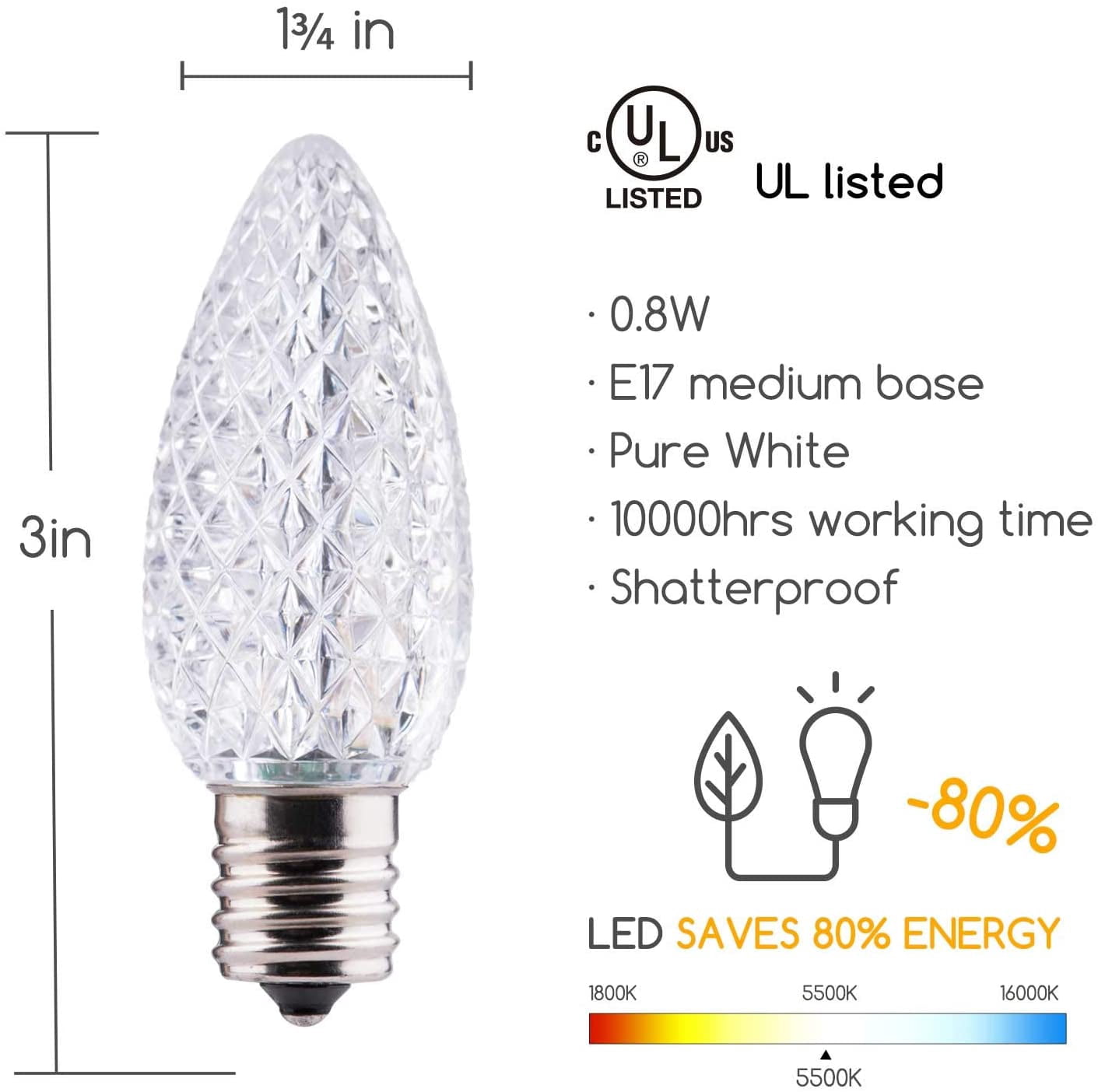 UGUCYUI-50 Pack C9 Led Replacement Christmas Light Bulb, C9 ...