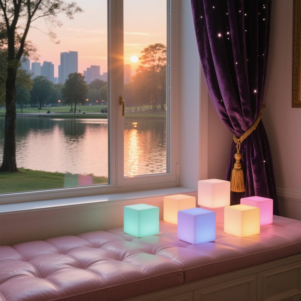 UGUCYUI-6-inch LED Cube Light, RGB 16 Colors Tesseract Cube w/Remote ...