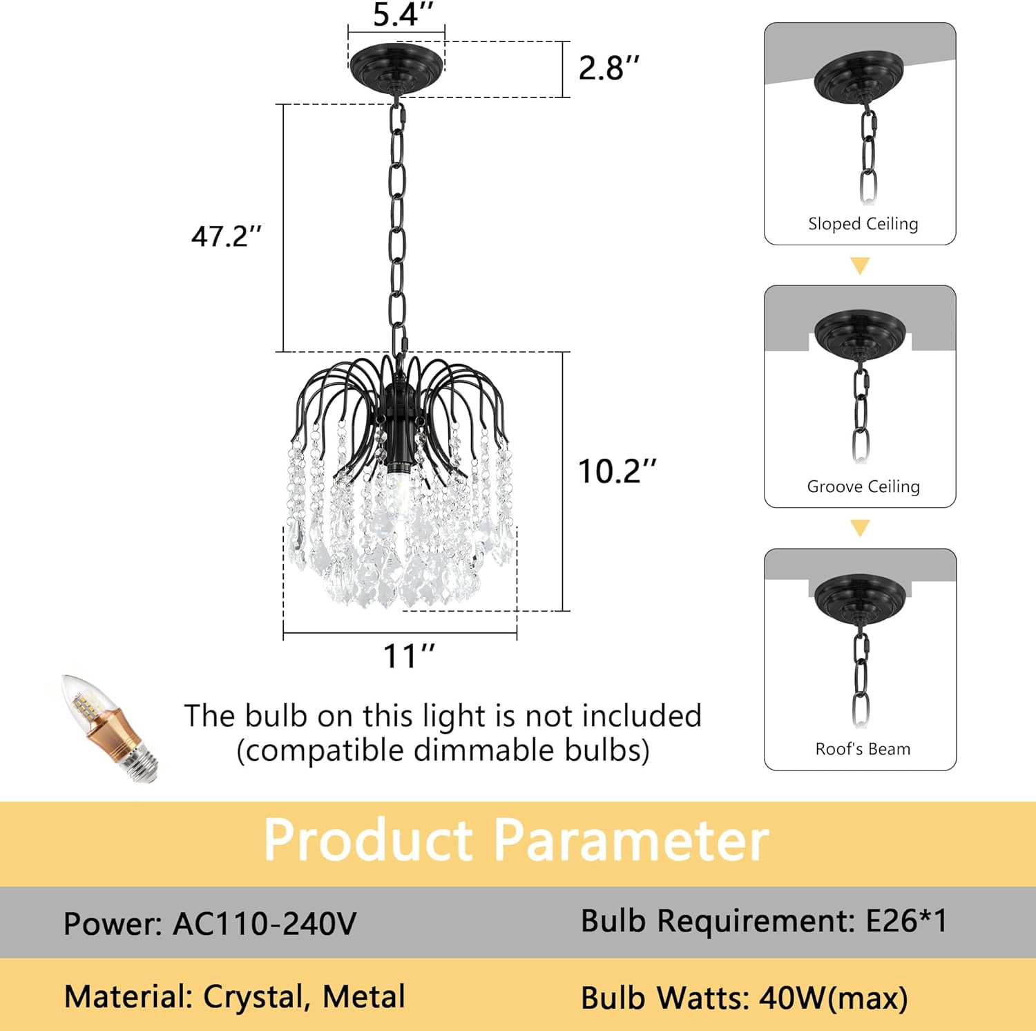 UGUCYUI-Crystal Chandelier LED Pendant Light for Dining Room Chain ...