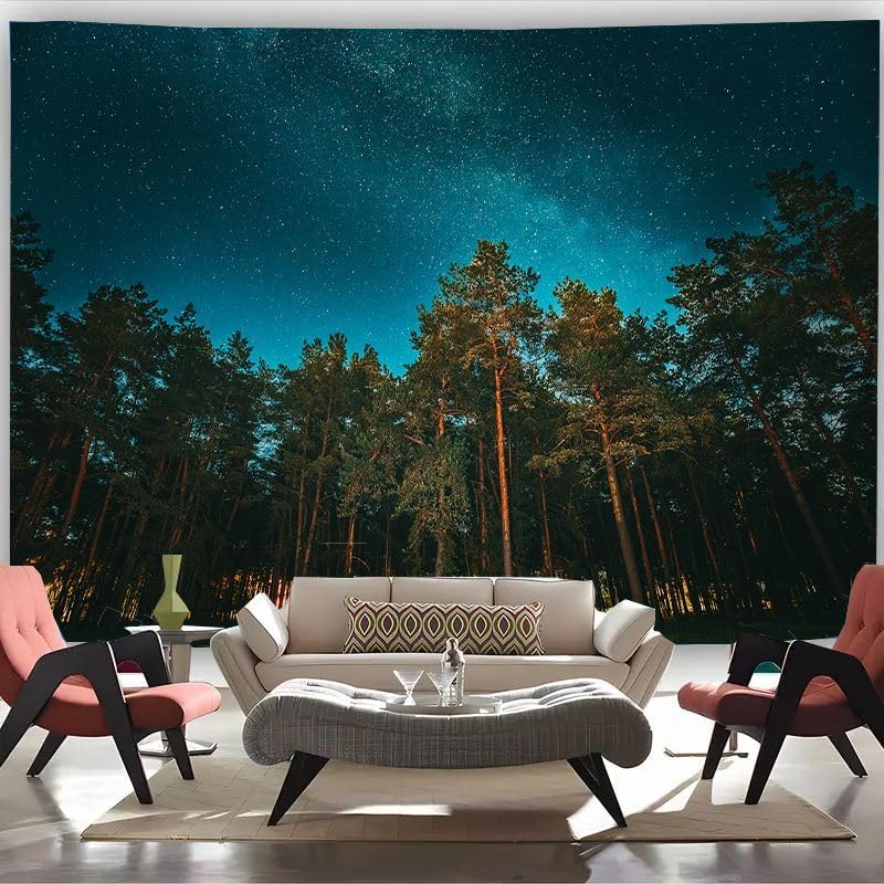 UGUCYUI-Forest Wall Tapestry for Bedroom Aesthetic Campfire Starry ...
