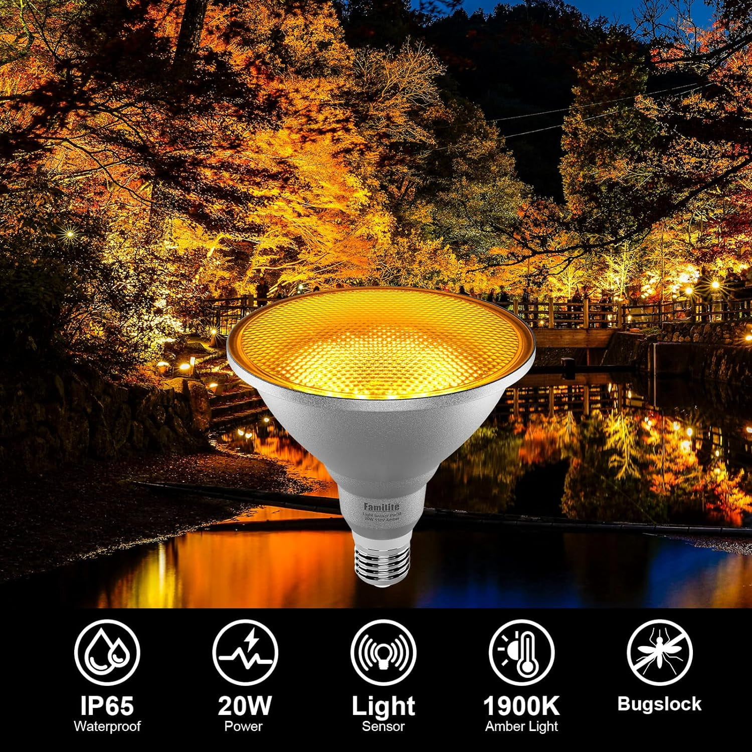 Modern Bug Light UGUCYUI-LED Bug Light Bulbs, 1900K Yellow Outdoor PAR38 Flood Lights ...