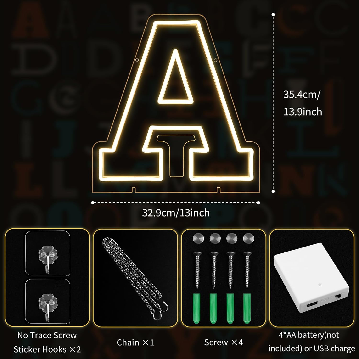 UGUCYUI-Light Up Letters A, Led Marquee Letter Lights Neon Sign, 13.9 ...