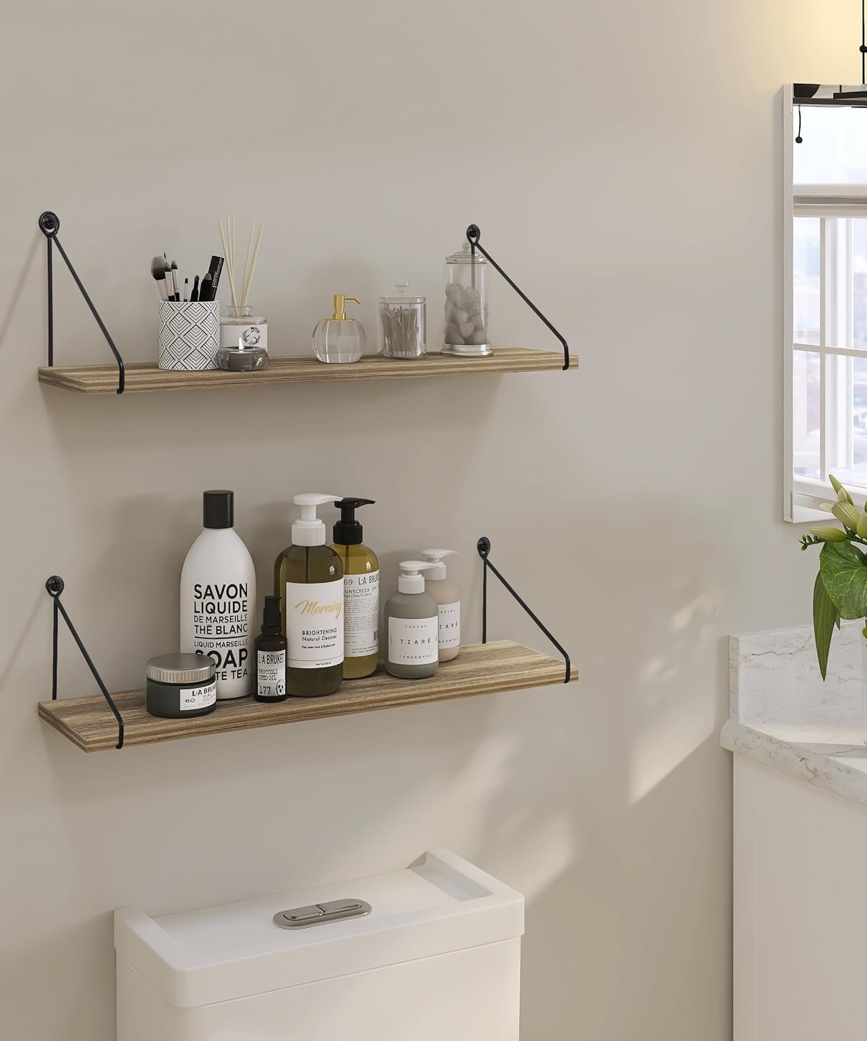 UGUCYUI-Long Floating Shelves for Wall Mounted 24 Inch, Rustic ...