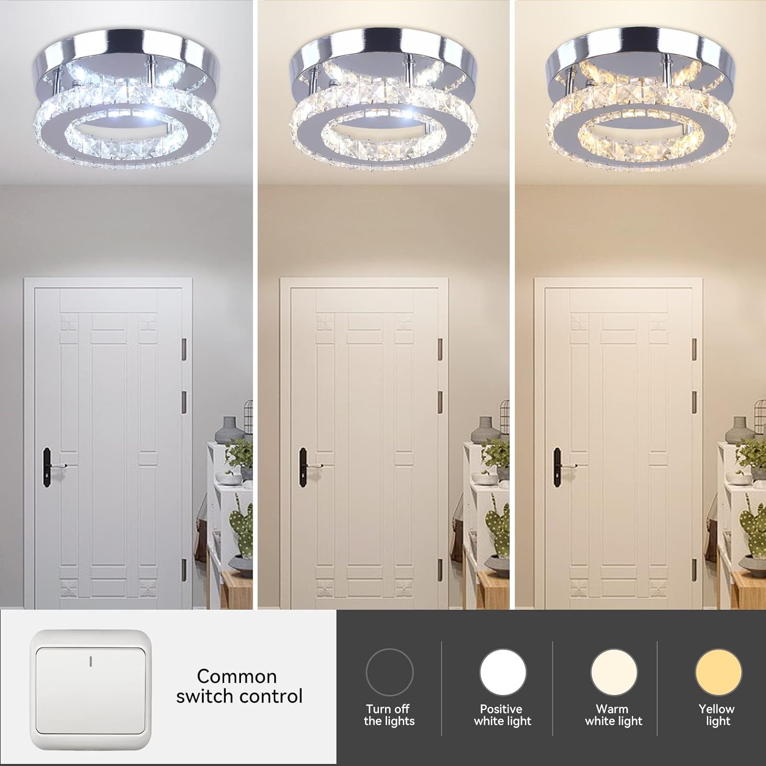 UGUCYUI-Modern Mini Led Crystal Chandelier Semi Flush Mount Crystal ...