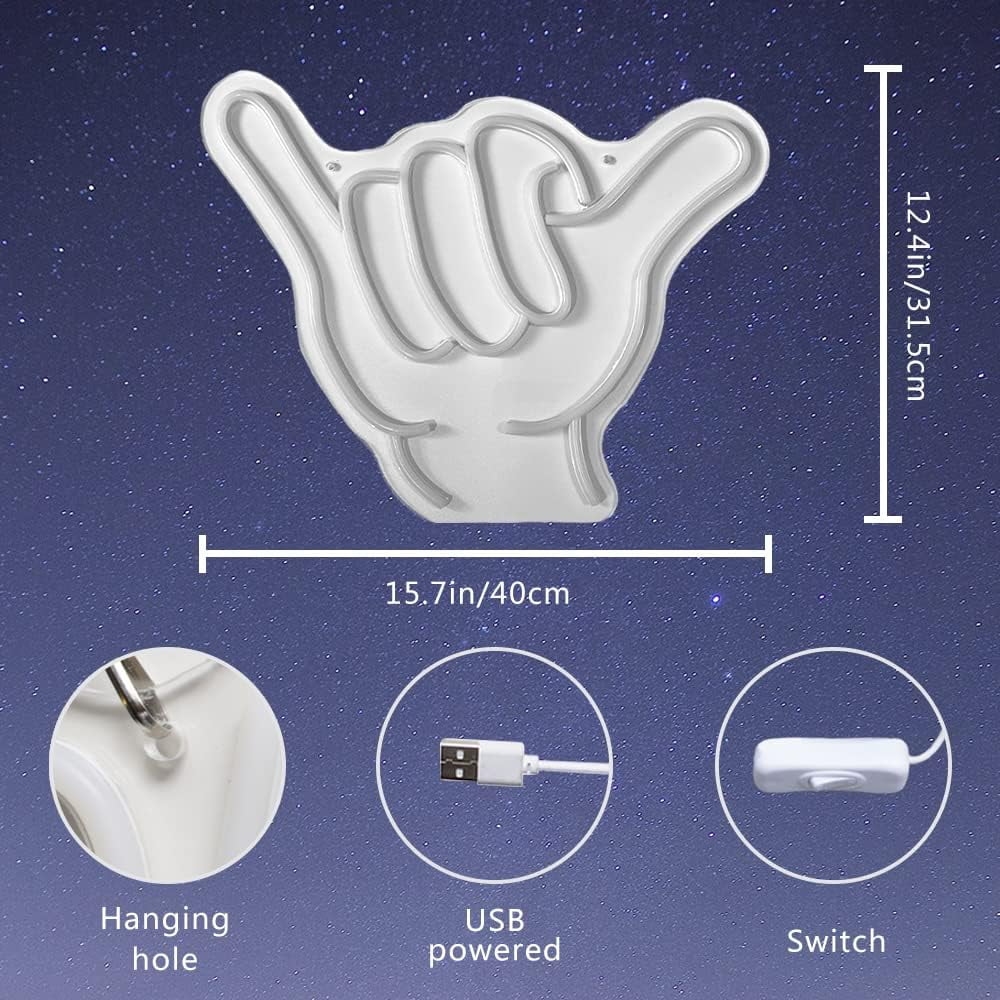 UGUCYUI-Neon Signs Shaka Hand Gesture Hang Hand Symbol LED Light for ...