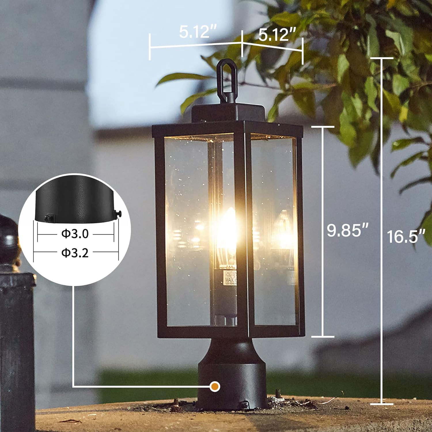 Outdoor Post Light – Matte Black, E26 Socket, IP65 Waterproof, Anti-Rust For Walkway, Driveway, Porch & Garden