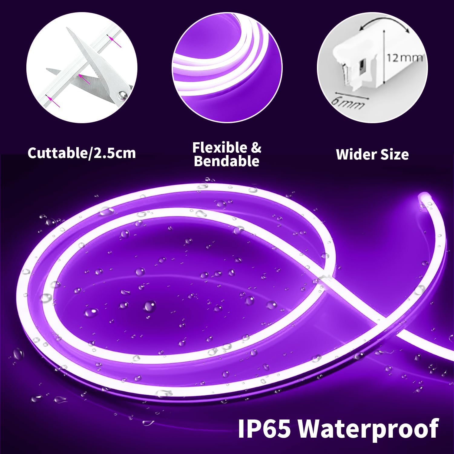 UGUCYUI-Purple Led Strip Lights, 16.4Ft/5m Neon Led Light Strip with ...