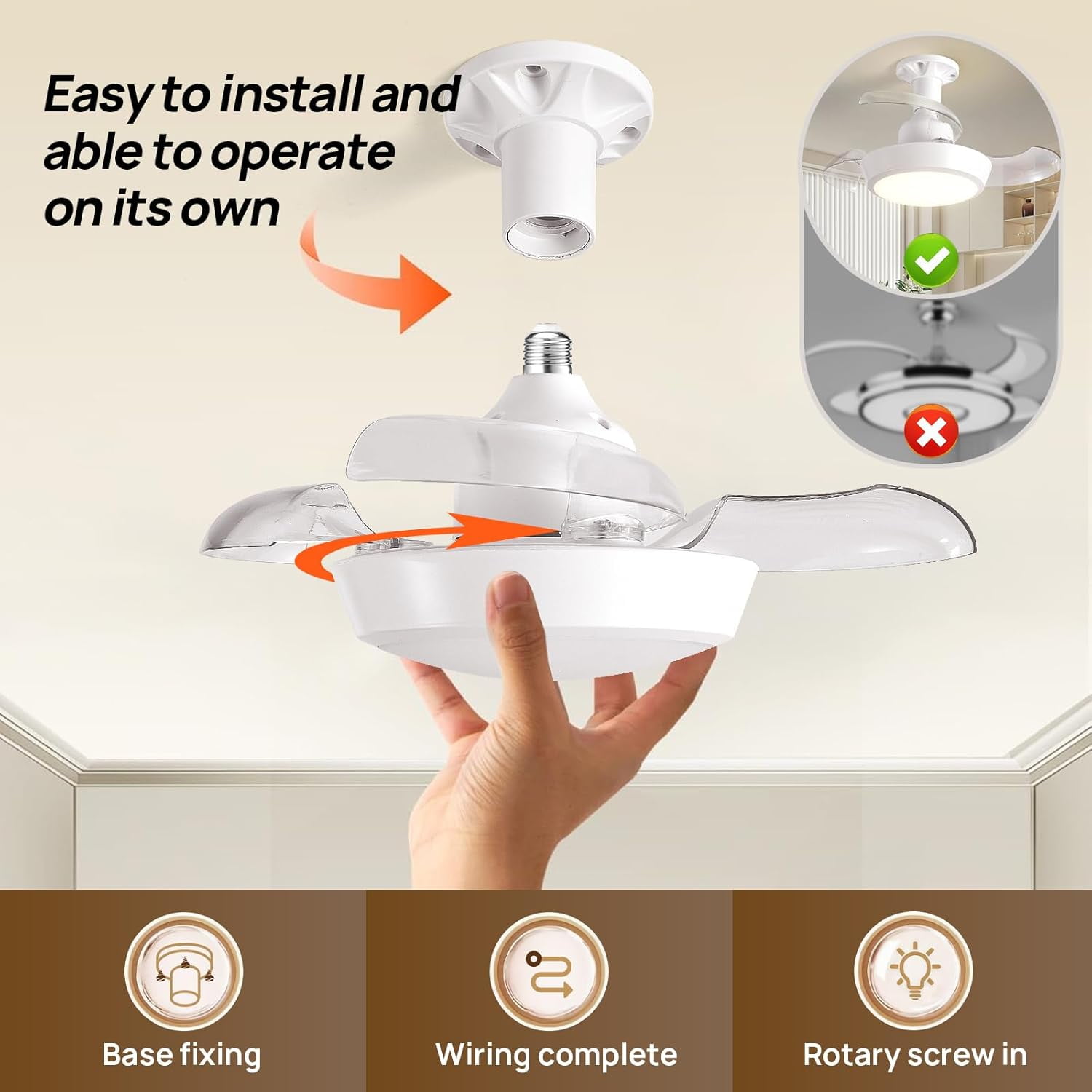 UGUCYUI-Socket Fan Light with Remote, Retractable Ceiling Fan Light ...
