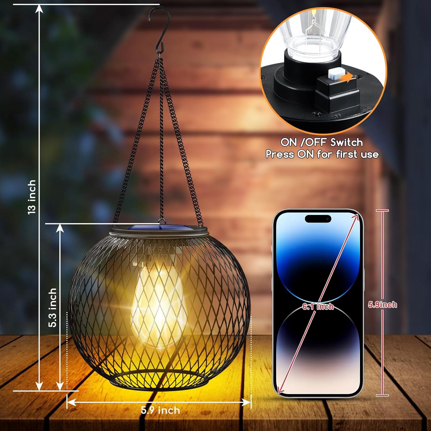 Solar Lantern Outdoor Waterproof – Black Metal Hanging Landscape Light For Garden, Yard, Patio, Pathway, Porch Decor, Birthday Gift For Women