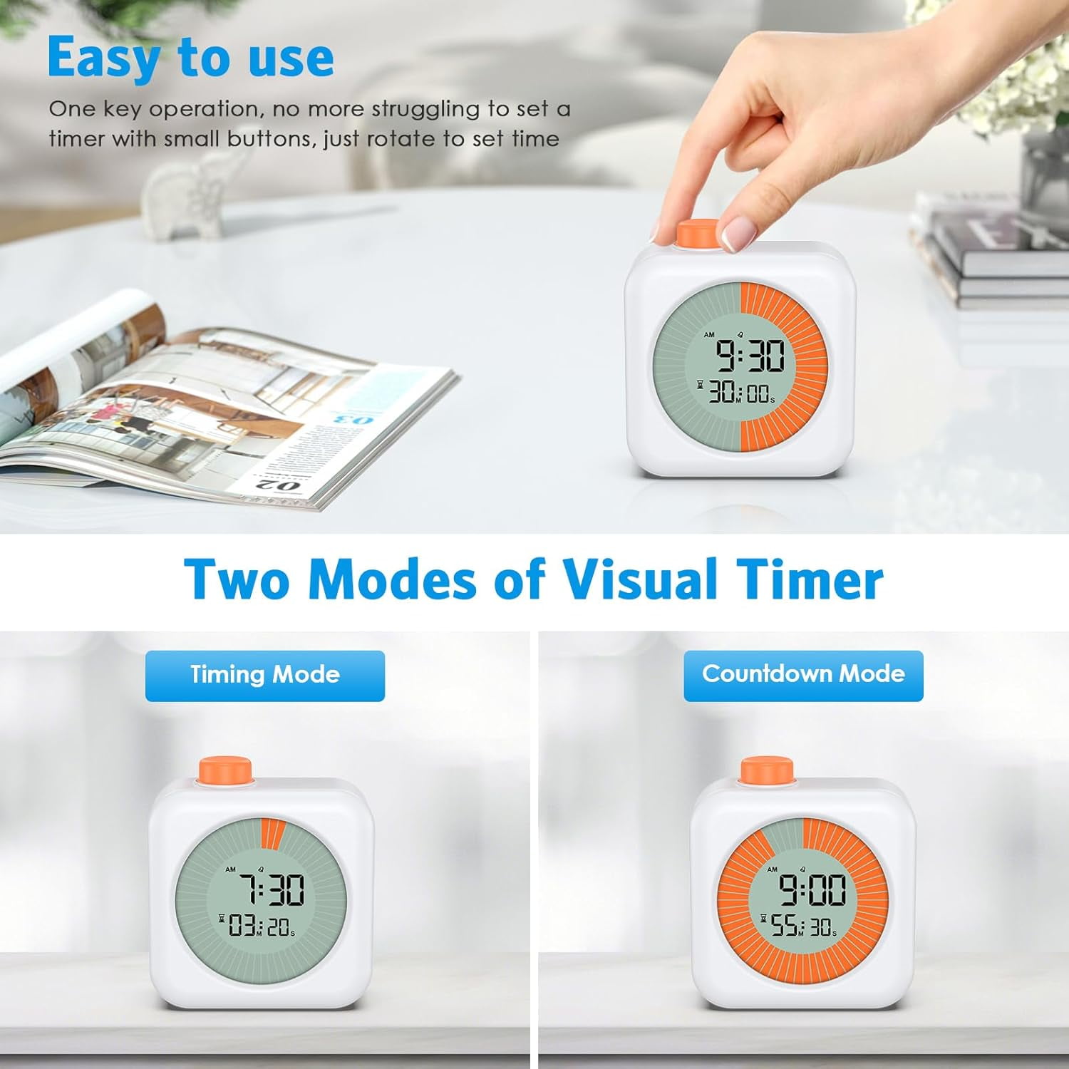 UGUCYUI-Visual Timer for Kids, Digital Kitchen Timer with LCD Display ...