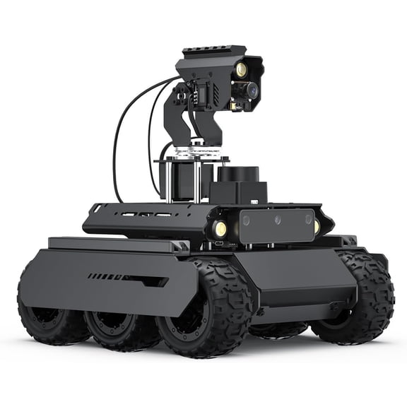 UGV Rover ROS 2 Open-Source 6 Wheels 4WD AI Robot, Dual Controllers, Computer Vision, Comes with Interactive Tutorials, All-Metal Body, Compatible with 4B (NOT Included)