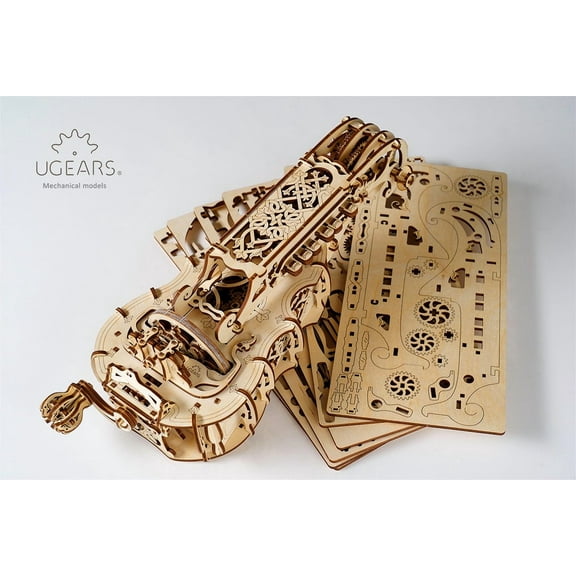 UGears Hurdy-Gurdy 3D Puzzle, Wooden Musical Model, Brain Teaser, DIY Craft SET - Christmas Gift for Teens and Adults