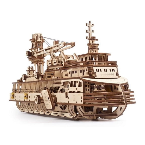 UGears Research Vessel Wooden 3D Puzzle Set 575 pieces Educational Constructor