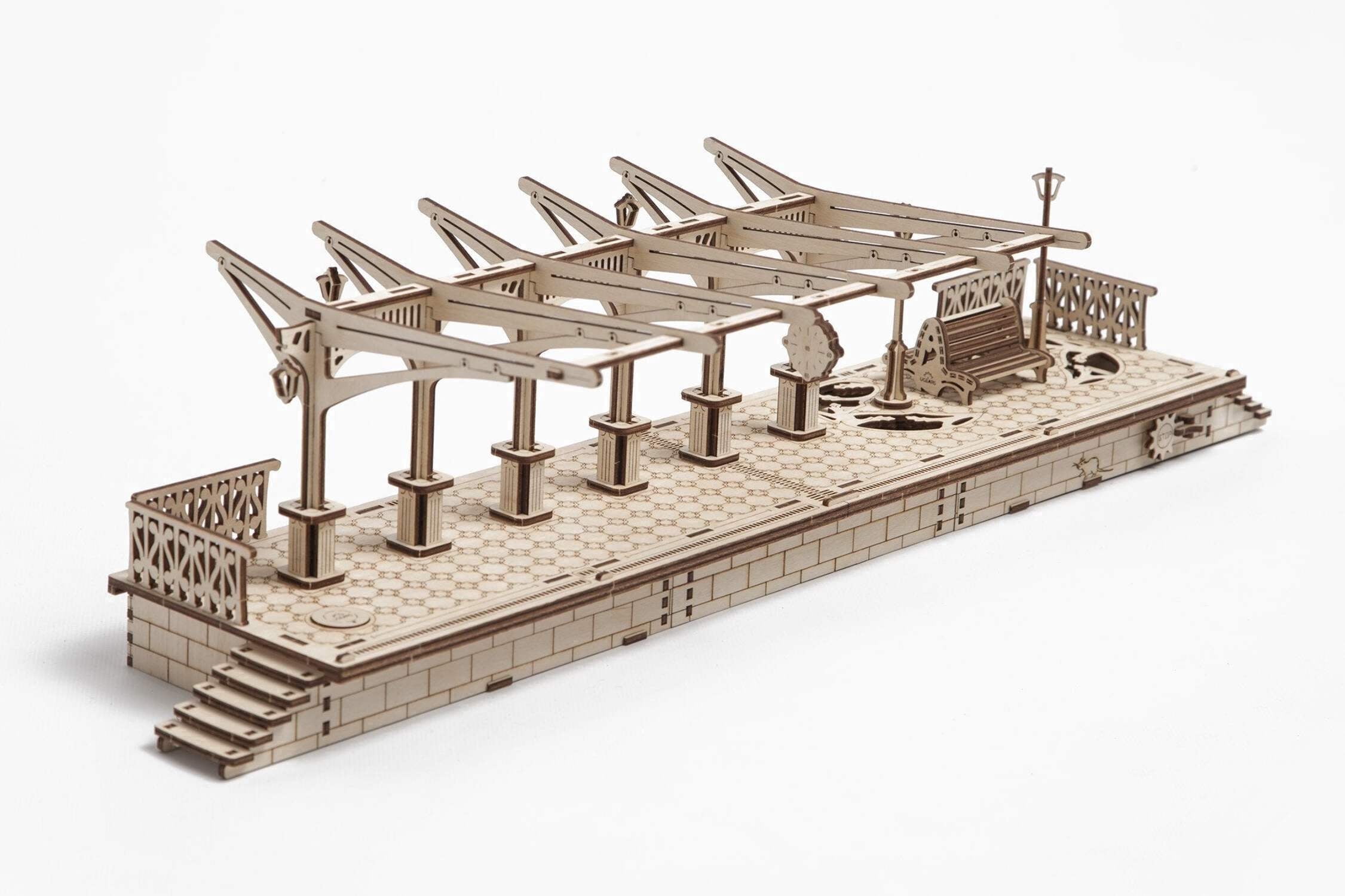 UGears UTG0012 Railway Platform Wooden 3D Model Kit Kids Constructor ...