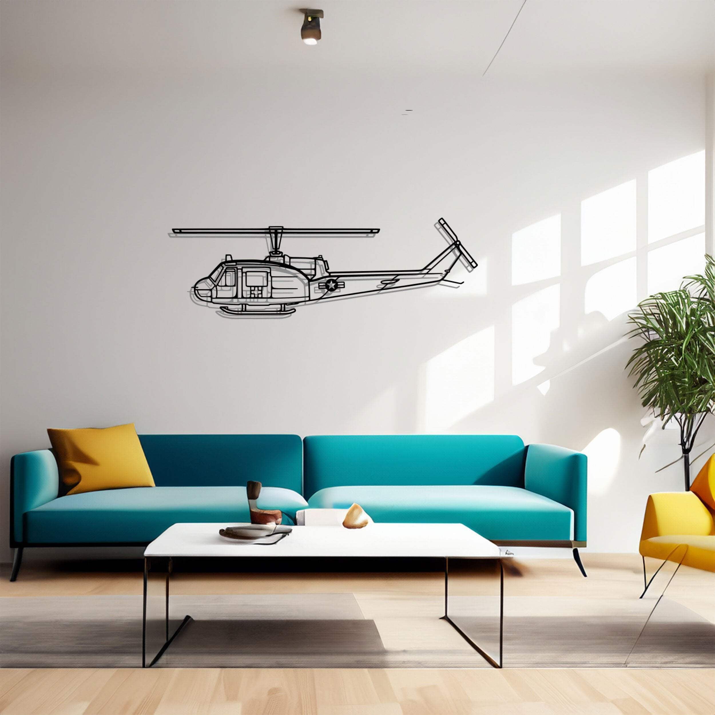 UH1Med Huey Silhouette Metal Wall Art, Helicopter Silhouette Decor, Metal Helicoptert Wall Art