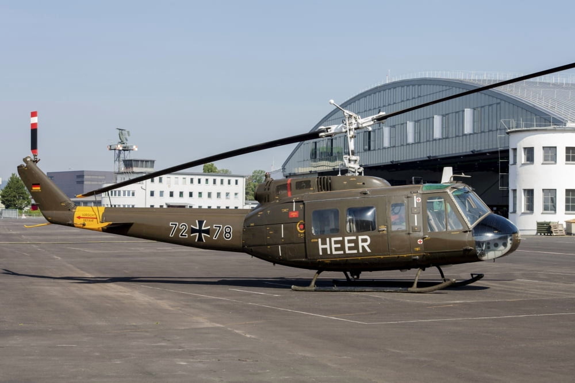 UH-1D Huey of the German Army at Fritzlar Air Base Germany Canvas Art - Timm ZiegenthalerStocktrek Images (17 x 12)