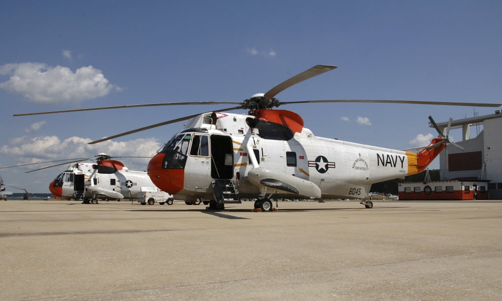 UH-3H Sea King helicopters based at Naval Air Station Patuxent River Maryland Canvas Art - Stocktrek Images (36 x 22)
